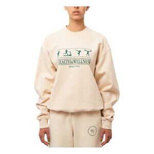 Sporty & Rich Health and Wellness Crew Neck Sweatshirt Cream Puff‎ Green Size M
